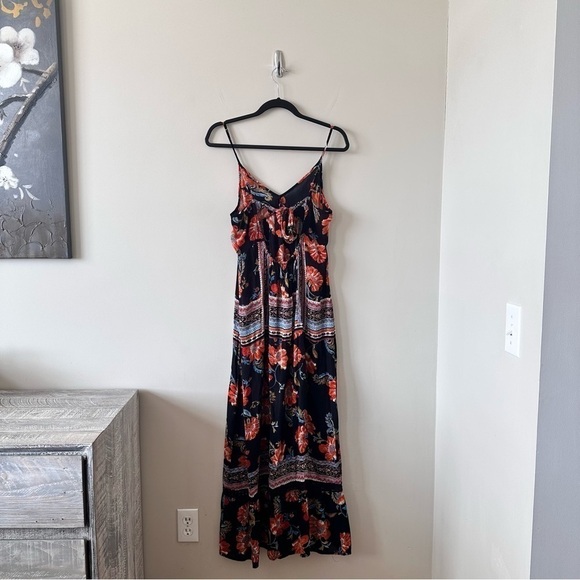 PATRONS Of Peace-Dark Floral Tie Back Maxi Summer Dress (Size:XS) - Picture 2 of 11